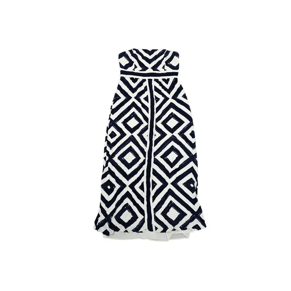 Vineyard Vines Strapless Maxi Dress Resort Cruise Diamond print Cocktail - Picture 4 of 11